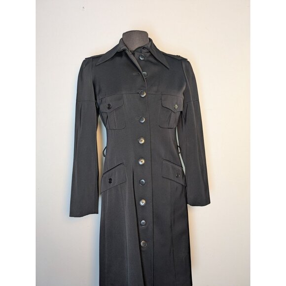 Vintage Eric Bergère Black Knee Length Coat Fall 2000 Runway, Size 8 - Picture 5 of 16